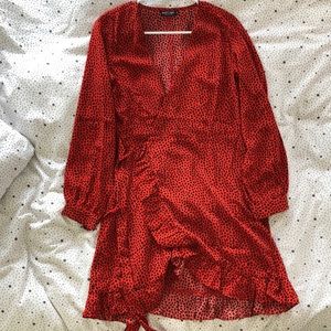 Red animal print crossover dress